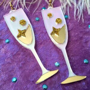 Champagne Laser Cut Acrylic Earrings